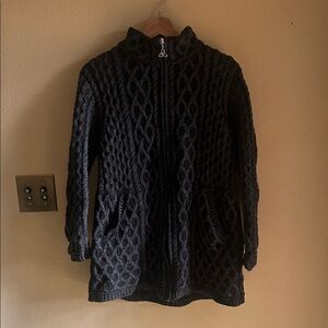 Navy Cable Knit Cardigan 100% Wool M